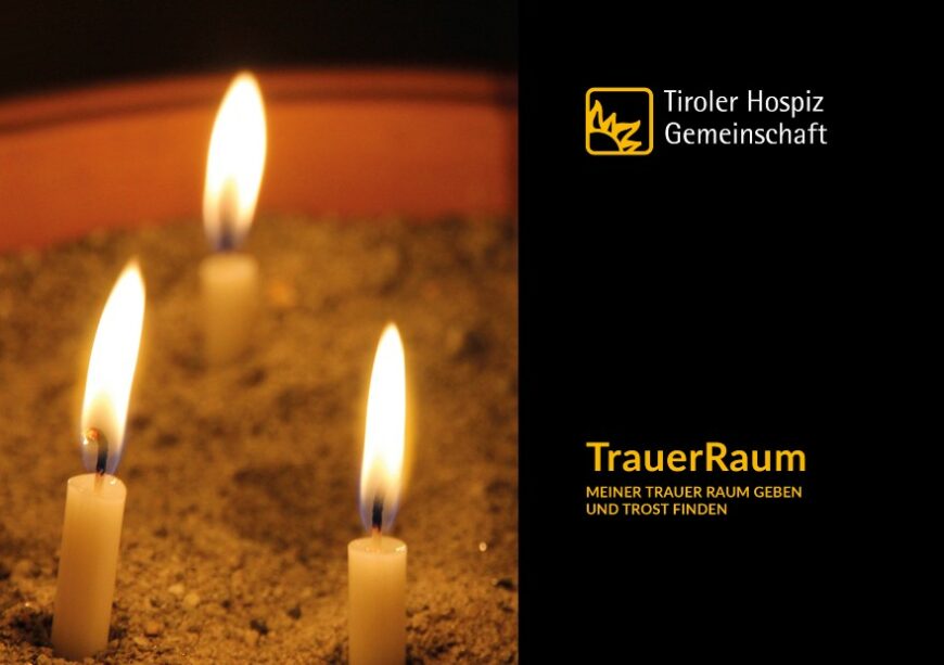 Screenshot Karte Trauerraum mit brennenden Kerzen und Schriftzug TrauerRaum