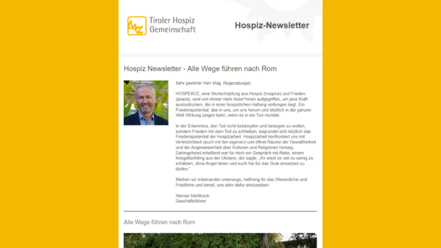 Screenshot des Hospiz Newsletters - Ausgabe Mai 2024