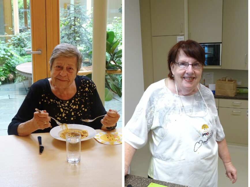 Tageshospiz mit Patientin und Köchin